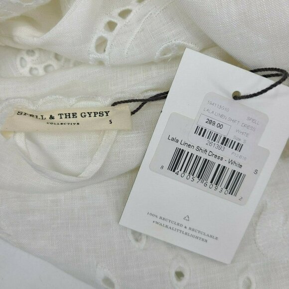 New Spell & The Gypsy Collective Lala Linen Shift Dress Womens Small White Tunic - Picture 10 of 12